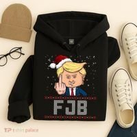 FJB Anti Biden Trump Flicking Off Ugly Christmas Hoodie thumb 4