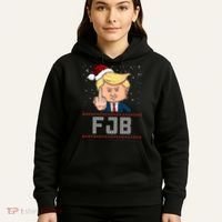 FJB Anti Biden Trump Flicking Off Ugly Christmas Hoodie thumb 5