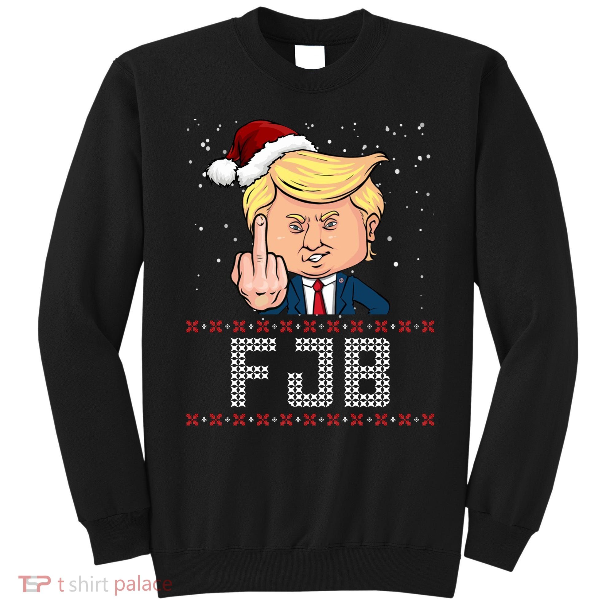 FJB Anti Biden Trump Flicking Off Ugly Christmas Sweatshirt