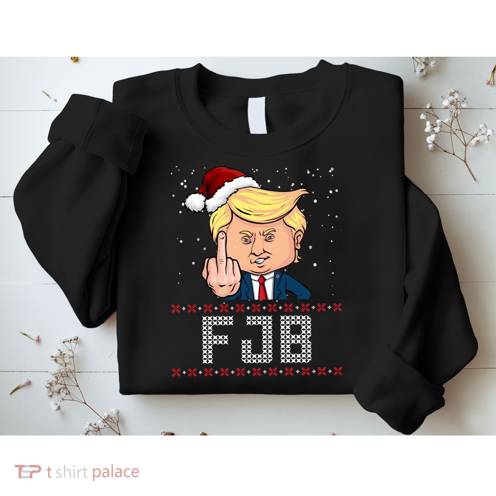 FJB Anti Biden Trump Flicking Off Ugly Christmas Sweatshirt