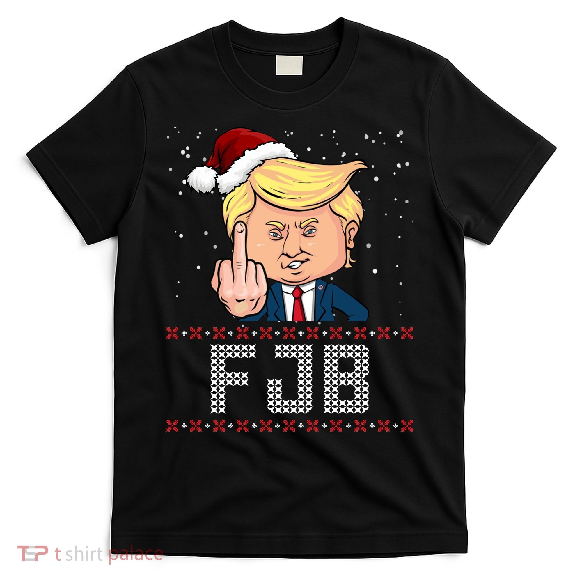FJB Anti Biden Trump Flicking Off Ugly Christmas T-Shirt