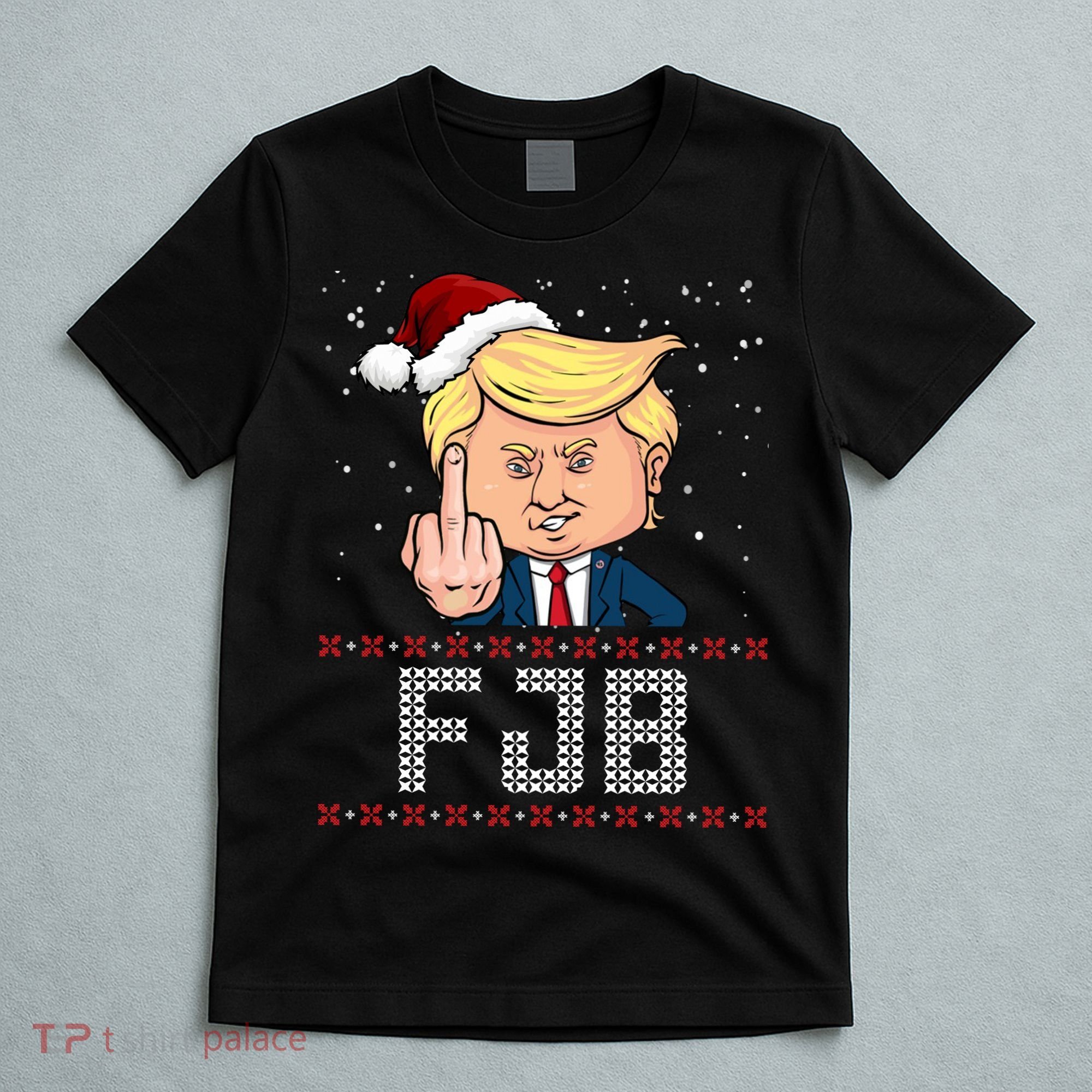FJB Anti Biden Trump Flicking Off Ugly Christmas T-Shirt