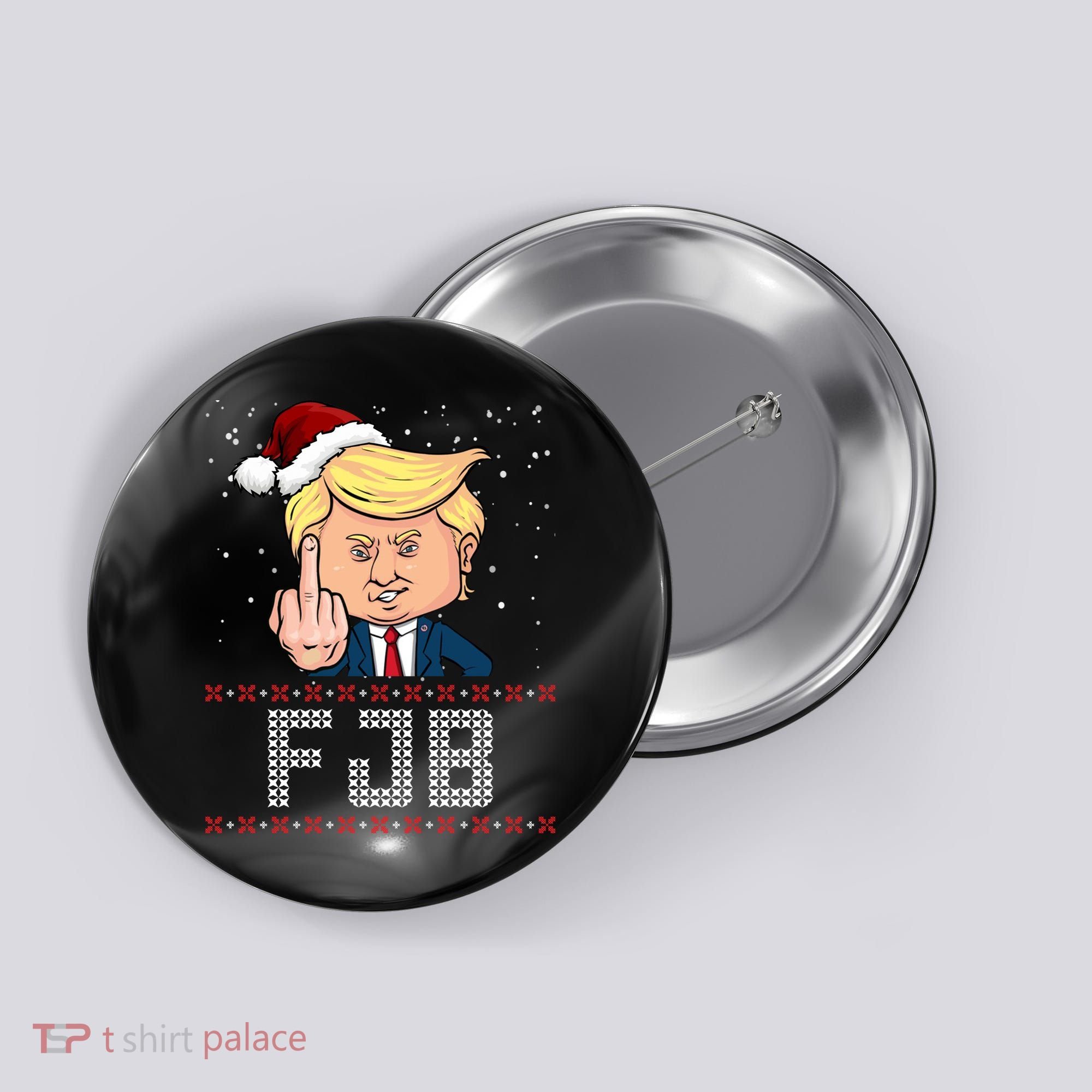 FJB Anti Biden Trump Flicking Off Ugly Christmas Button