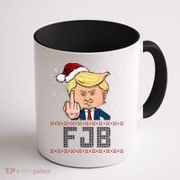 FJB Anti Biden Trump Flicking Off Ugly Christmas Coffee Mug thumb 1