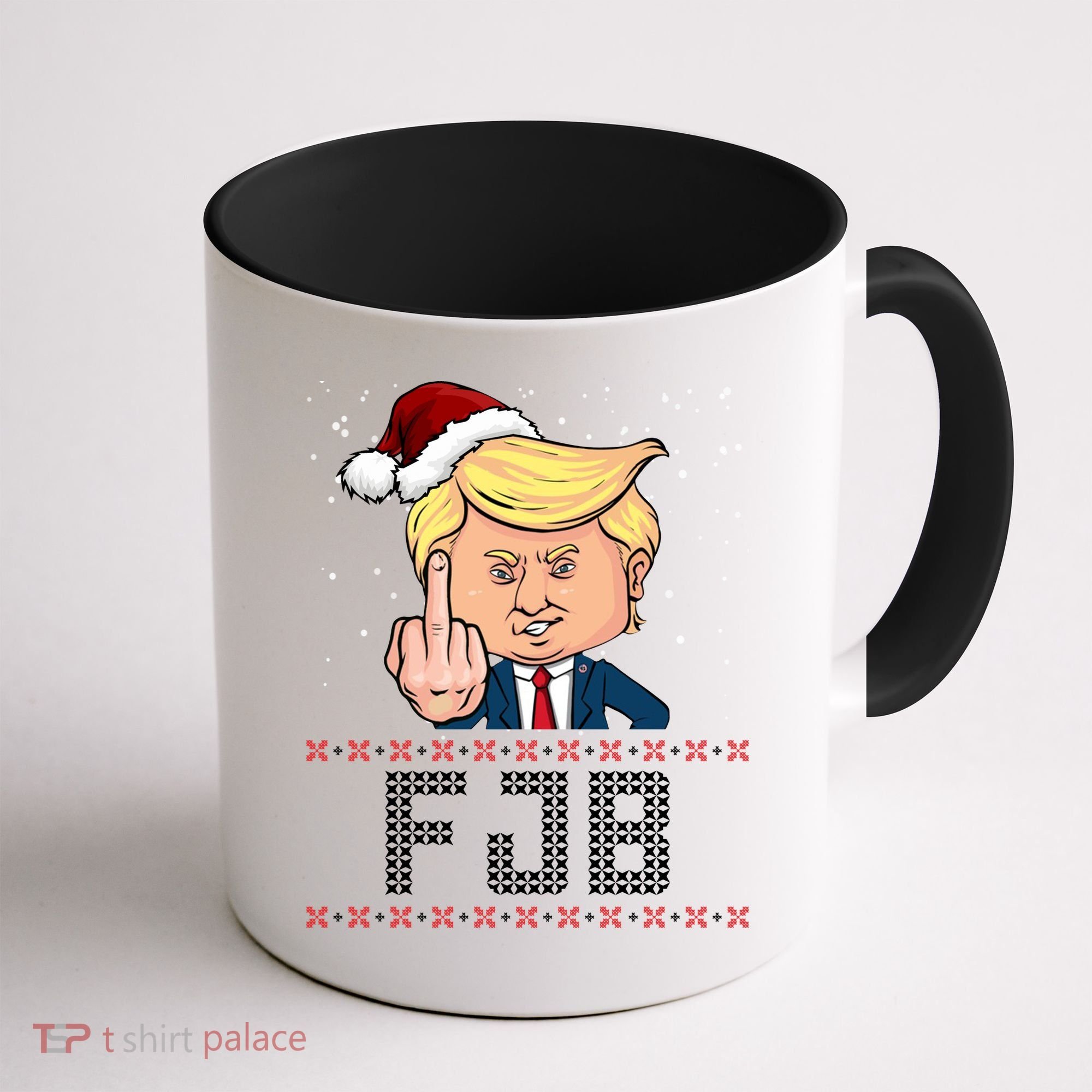 FJB Anti Biden Trump Flicking Off Ugly Christmas Coffee Mug