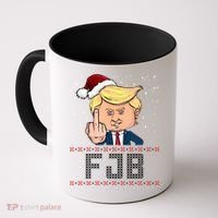 FJB Anti Biden Trump Flicking Off Ugly Christmas Coffee Mug thumb 0
