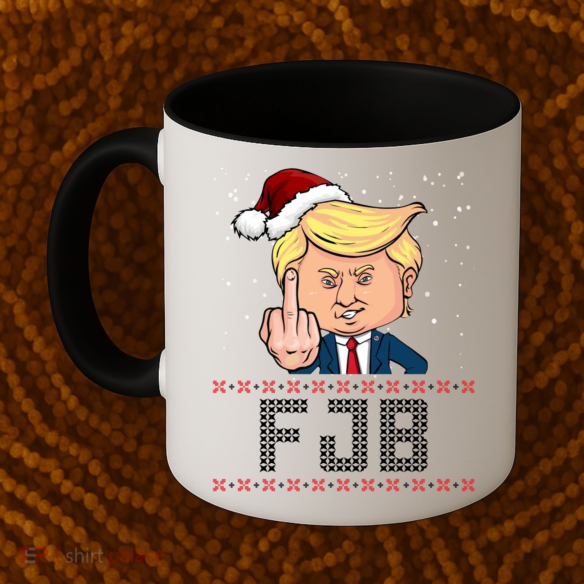 FJB Anti Biden Trump Flicking Off Ugly Christmas Coffee Mug
