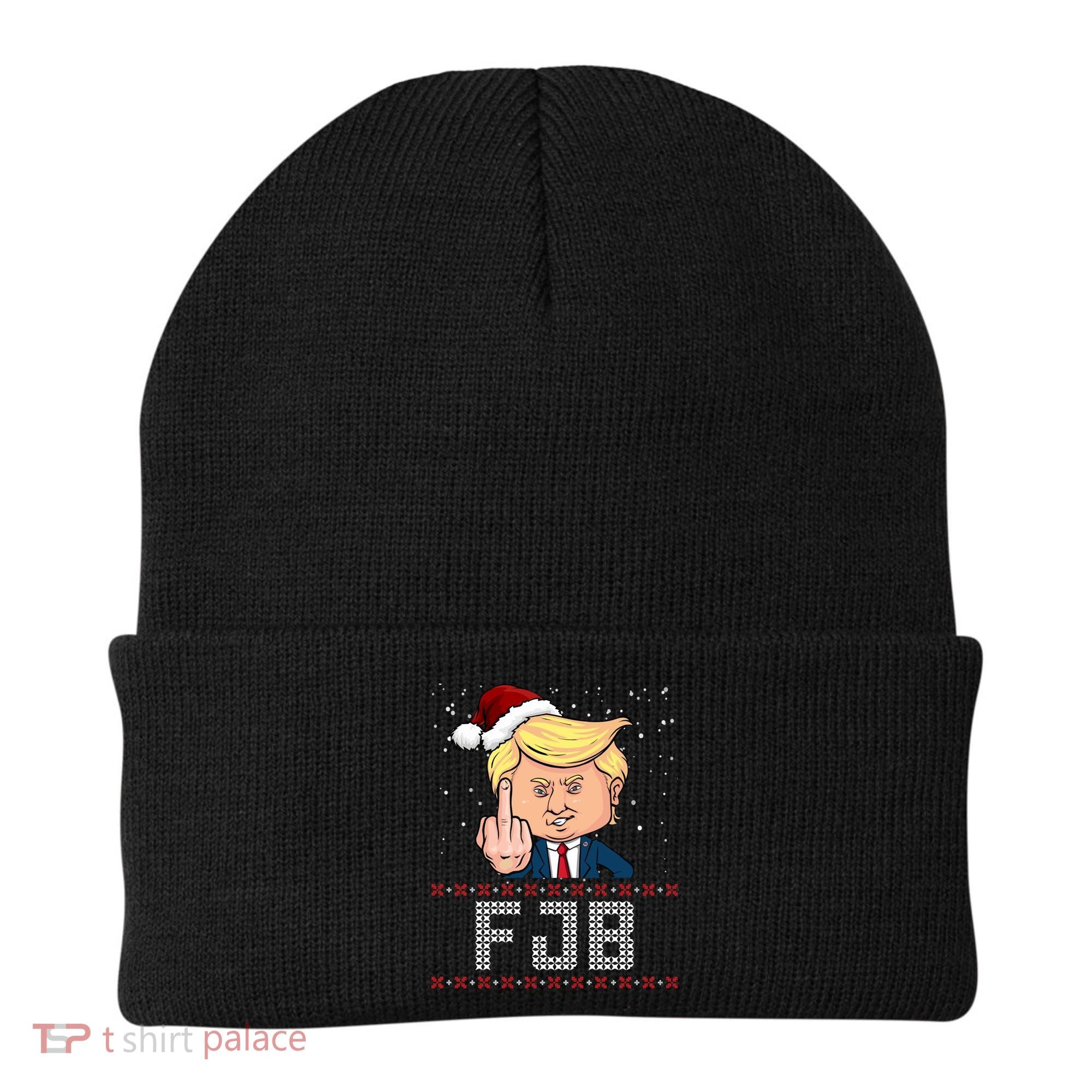 FJB Anti Biden Trump Flicking Off Ugly Christmas Beanie