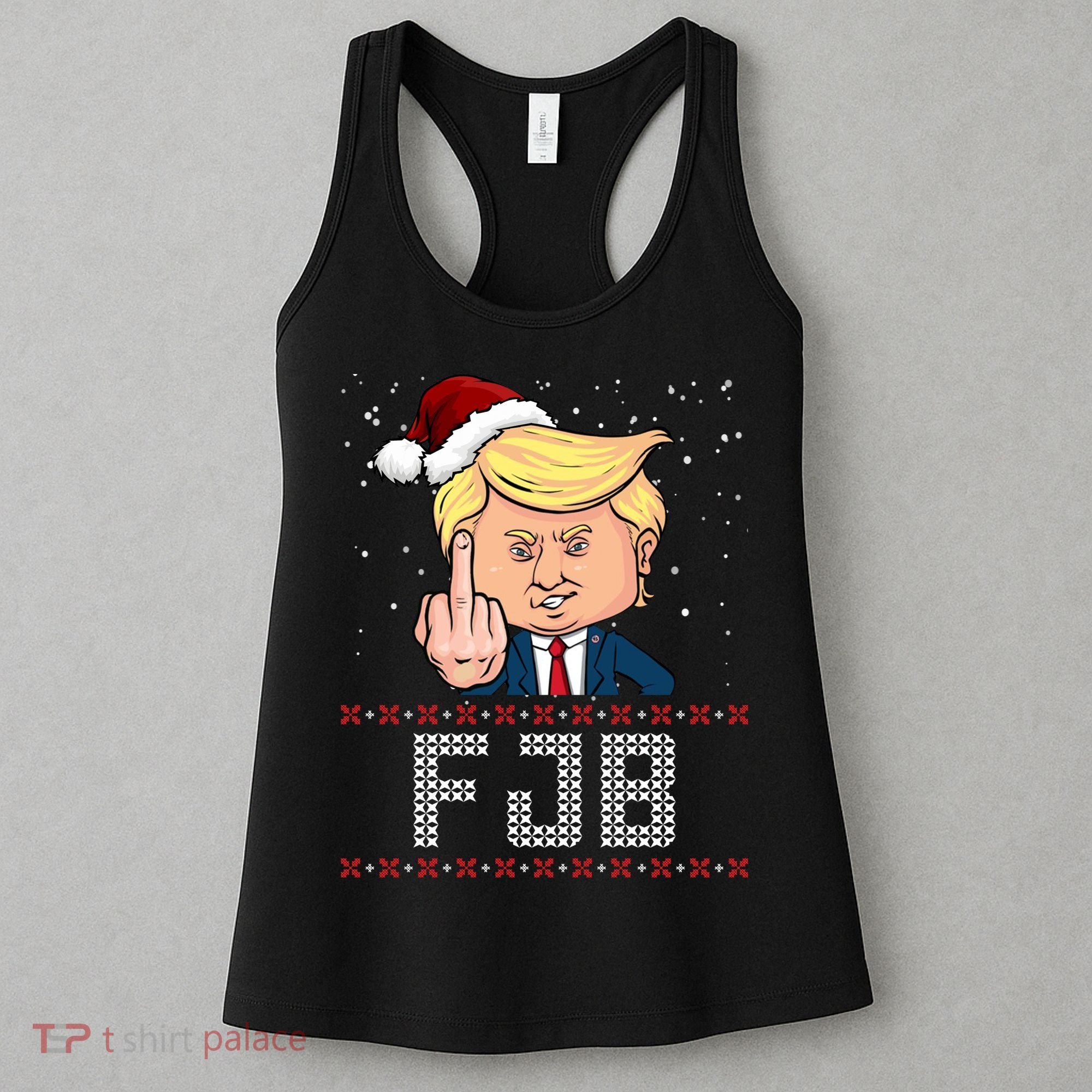 FJB Anti Biden Trump Flicking Off Ugly Christmas Women's Tank Top
