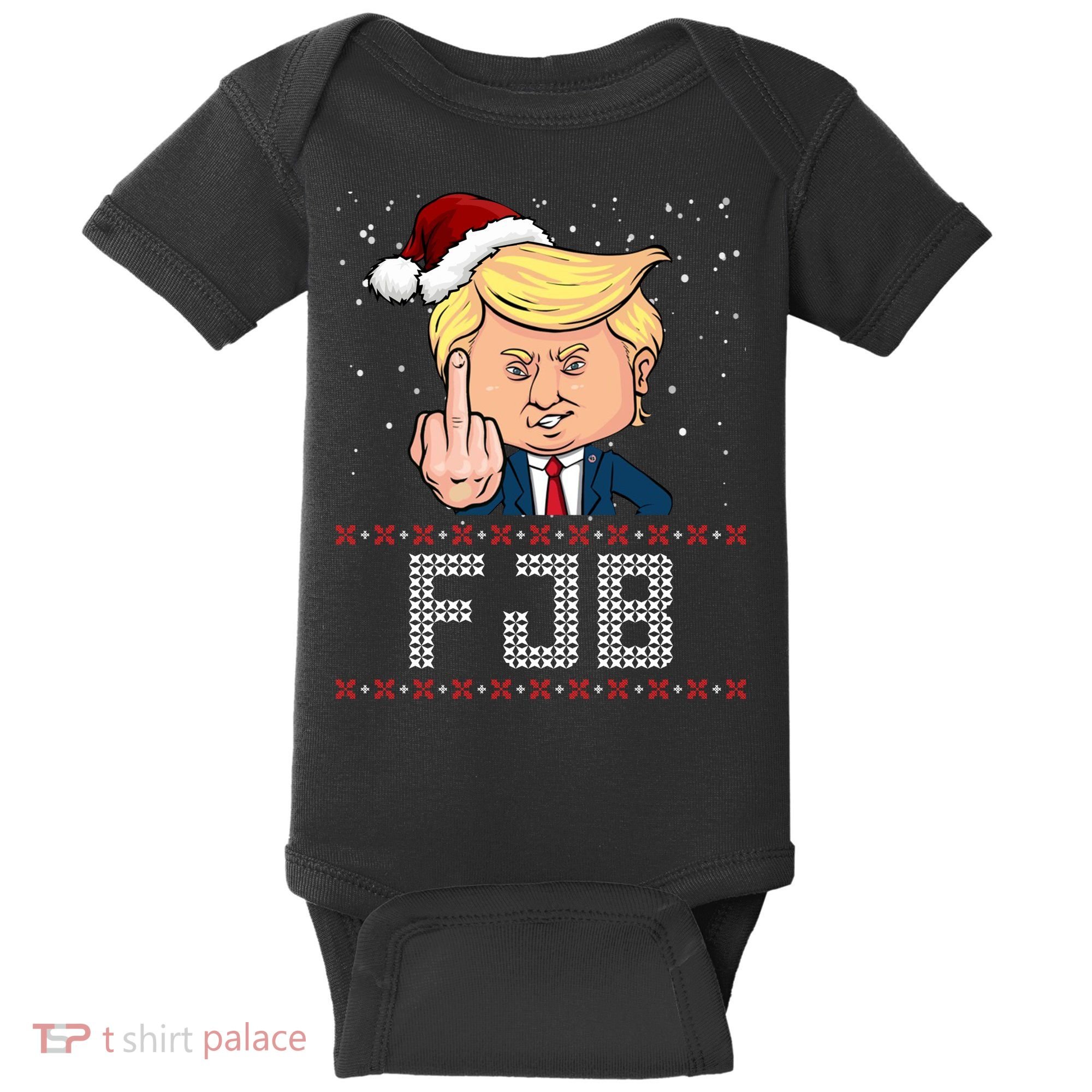 FJB Anti Biden Trump Flicking Off Ugly Christmas Baby Bodysuit