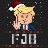 FJB Anti Biden Trump Flicking Off Ugly Christmas Hat thumb 2