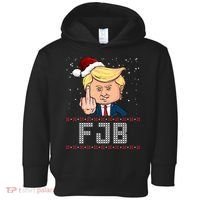 FJB Anti Biden Trump Flicking Off Ugly Christmas Toddler Hoodie thumb 0