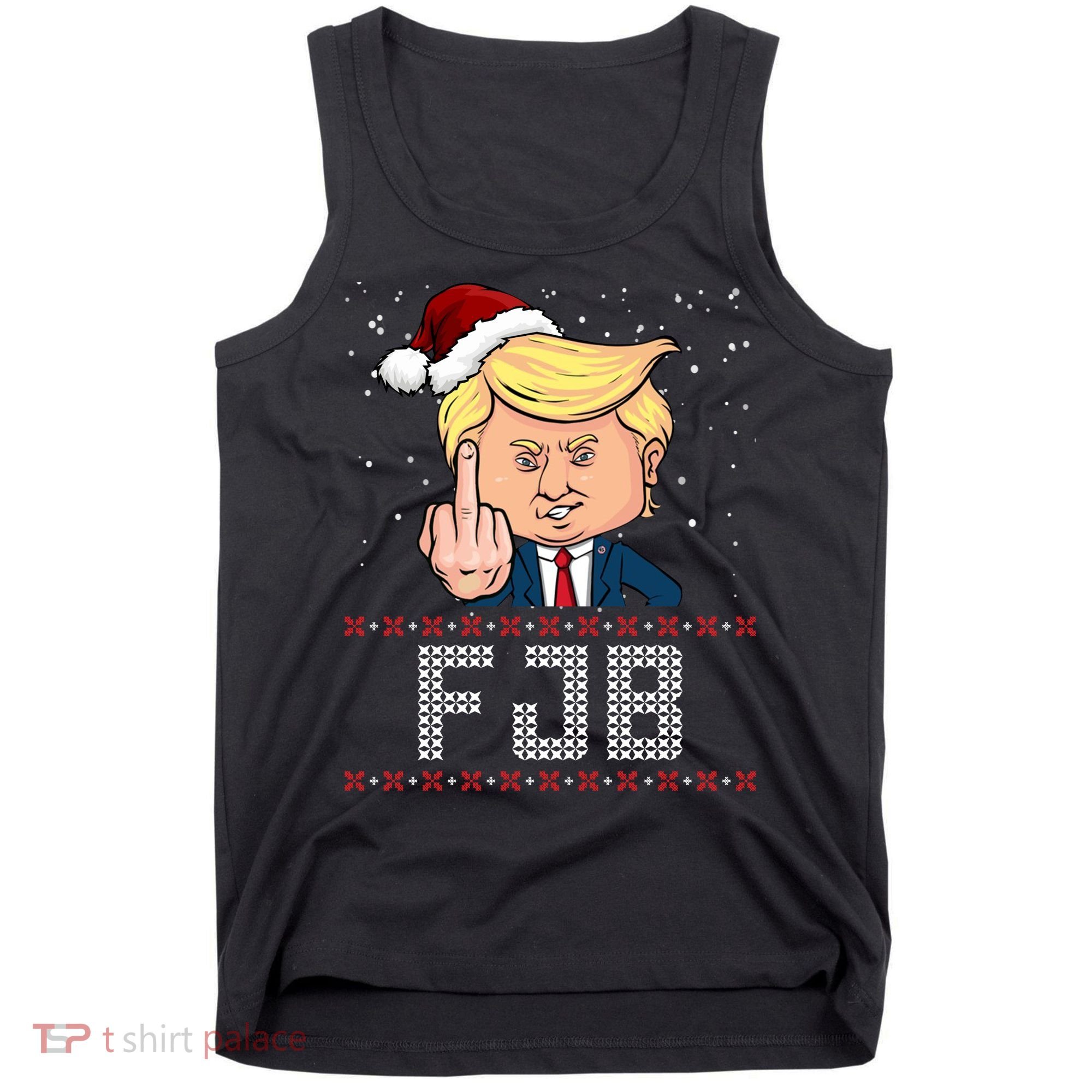 FJB Anti Biden Trump Flicking Off Ugly Christmas Tank Top