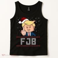 FJB Anti Biden Trump Flicking Off Ugly Christmas Tank Top thumb 2