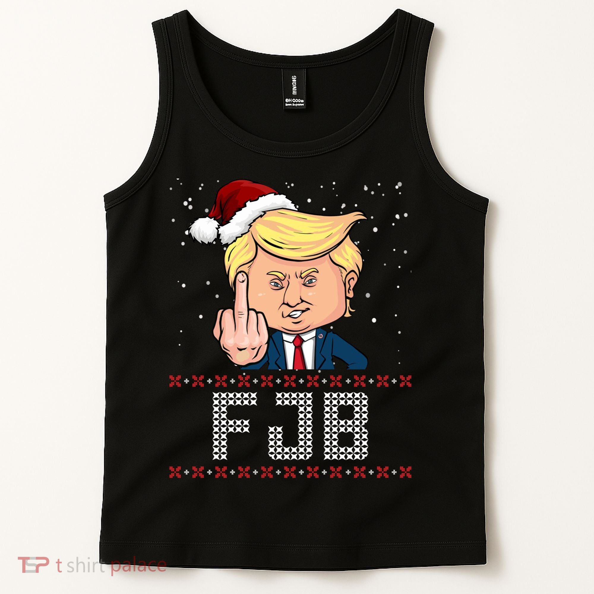 FJB Anti Biden Trump Flicking Off Ugly Christmas Tank Top