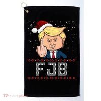 FJB Anti Biden Trump Flicking Off Ugly Christmas Golf Towel thumb 0