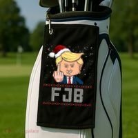 FJB Anti Biden Trump Flicking Off Ugly Christmas Golf Towel thumb 2