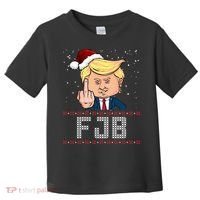 FJB Anti Biden Trump Flicking Off Ugly Christmas Toddler T-Shirt thumb 0
