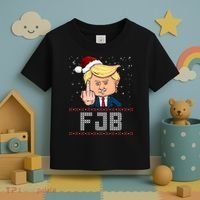 FJB Anti Biden Trump Flicking Off Ugly Christmas Toddler T-Shirt thumb 3