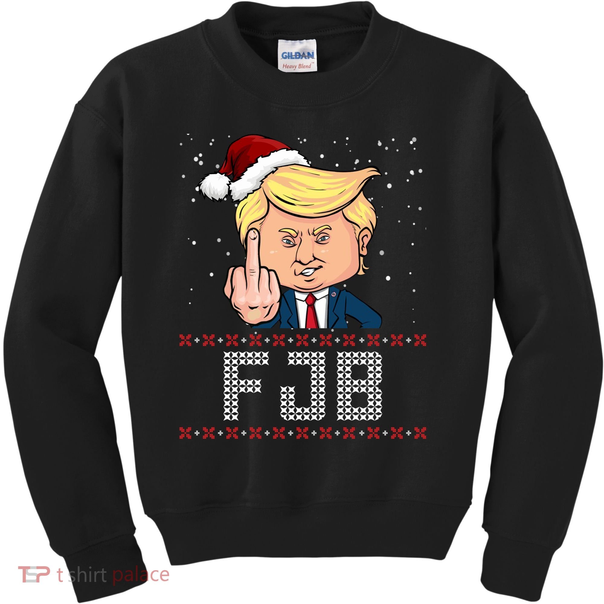 FJB Anti Biden Trump Flicking Off Ugly Christmas Kids Sweatshirt