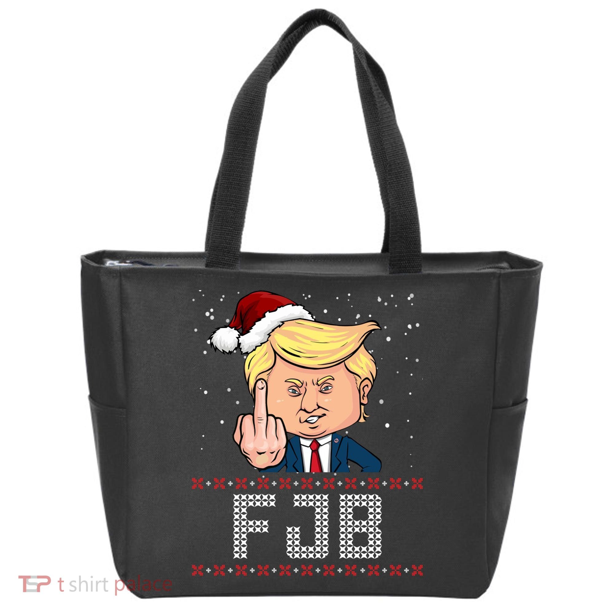 FJB Anti Biden Trump Flicking Off Ugly Christmas Tote Bag