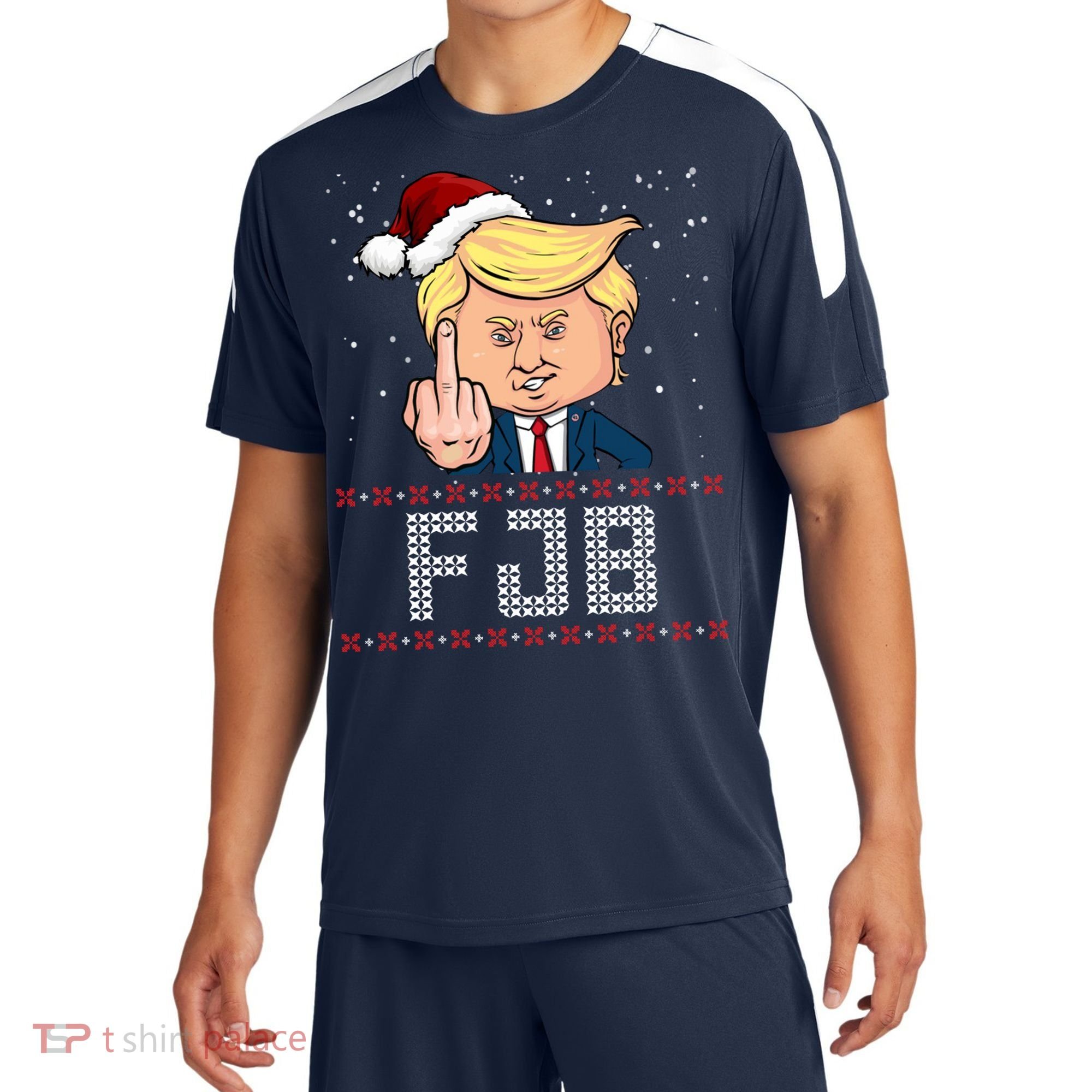 FJB Anti Biden Trump Flicking Off Ugly Christmas Sport-Tek Competitor United Soccer Jersey