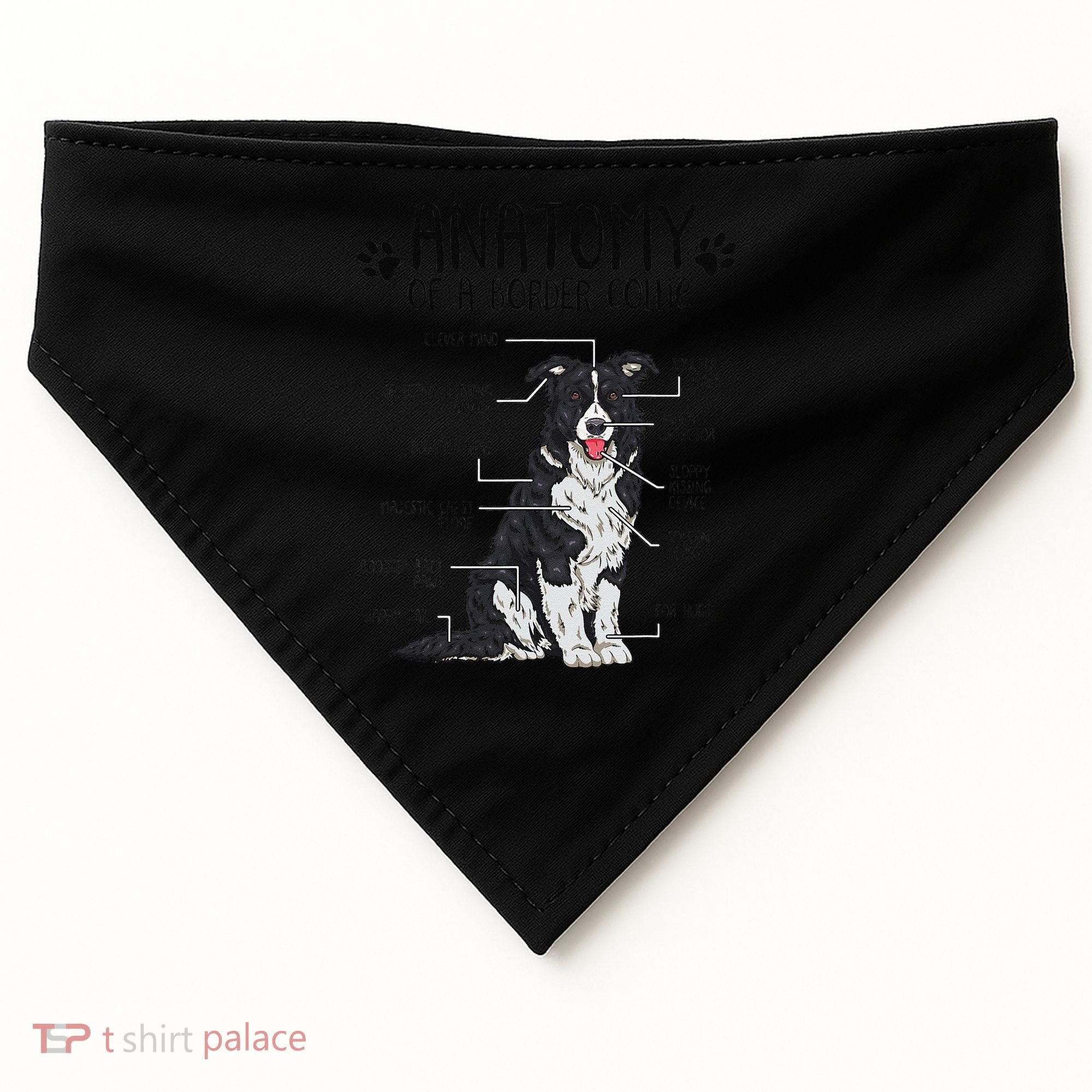 Funny Anatomy Border Collie Dog Lover Gift USA-Made Doggie Bandana