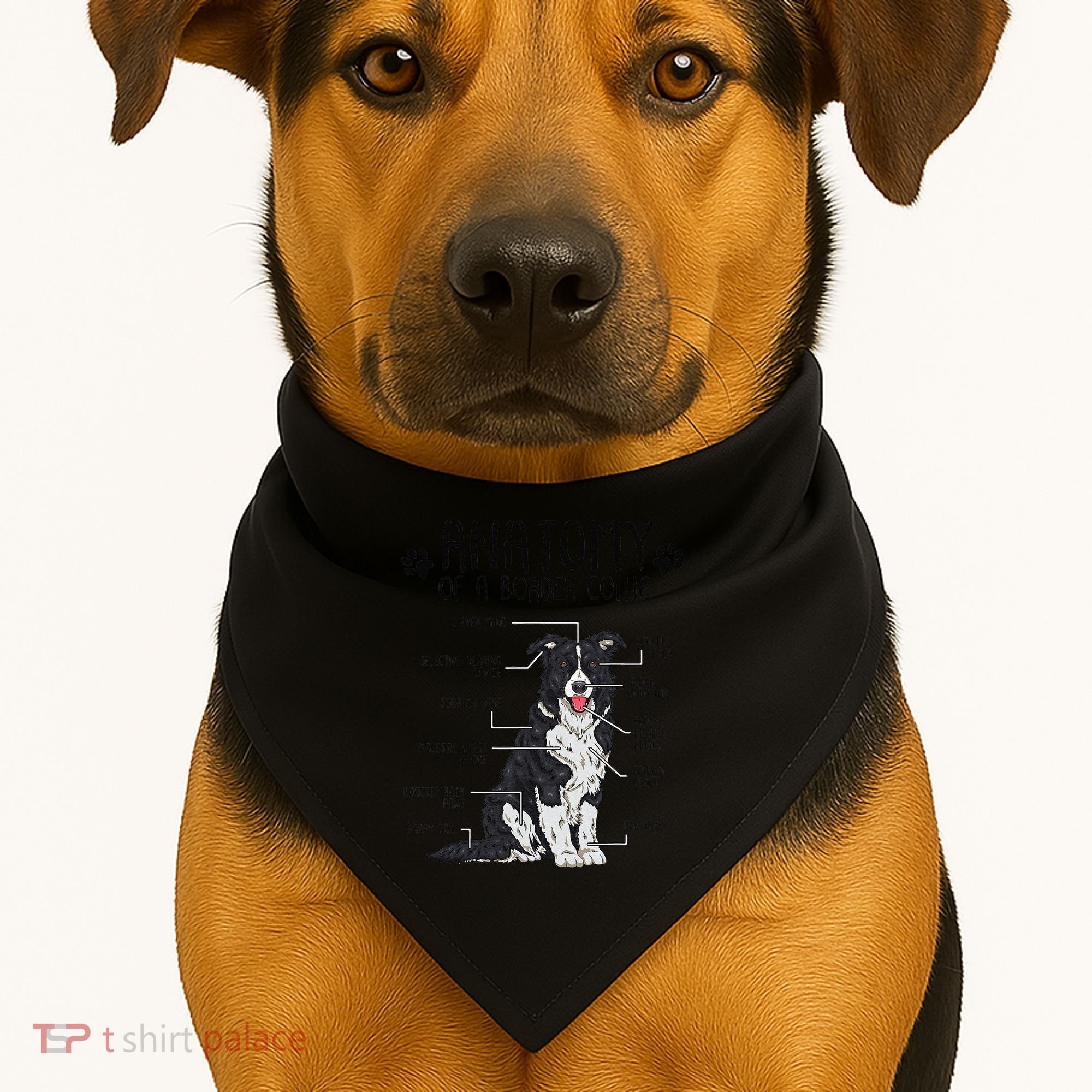 Funny Anatomy Border Collie Dog Lover Gift USA-Made Doggie Bandana