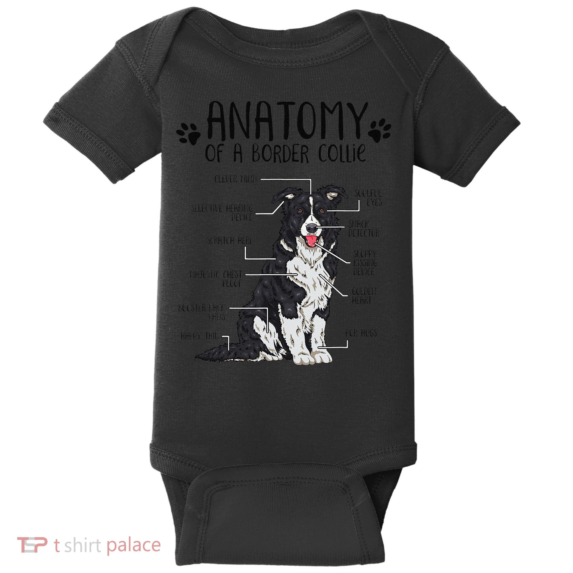 Funny Anatomy Border Collie Dog Lover Gift Baby Bodysuit