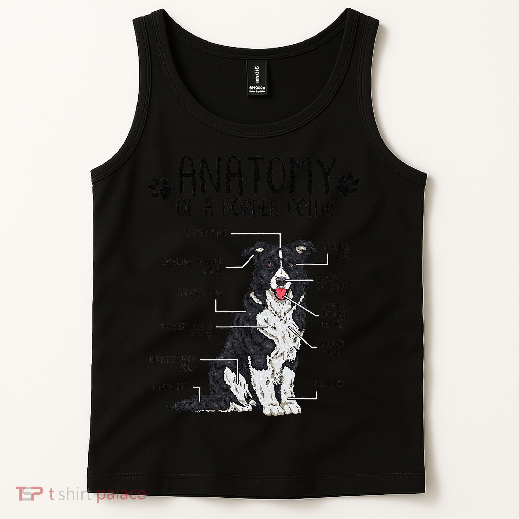 Funny Anatomy Border Collie Dog Lover Gift Tank Top
