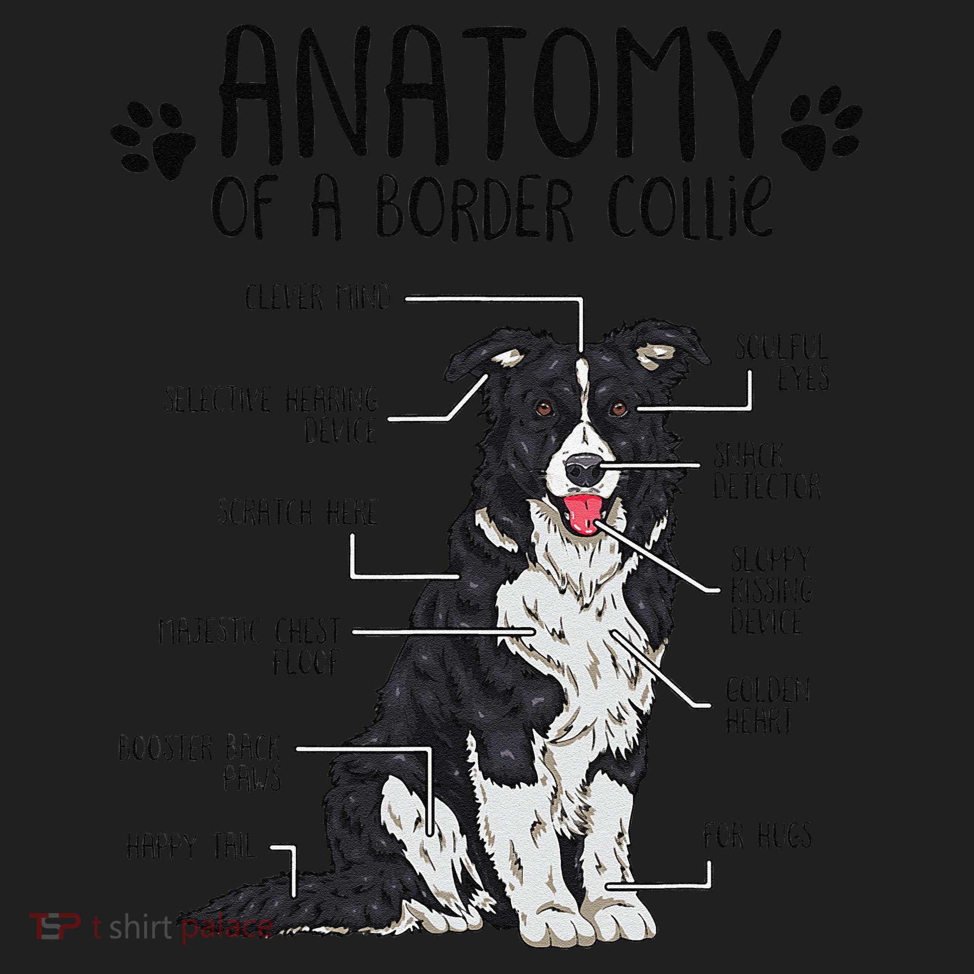 Funny Anatomy Border Collie Dog Lover Gift Golf Towel