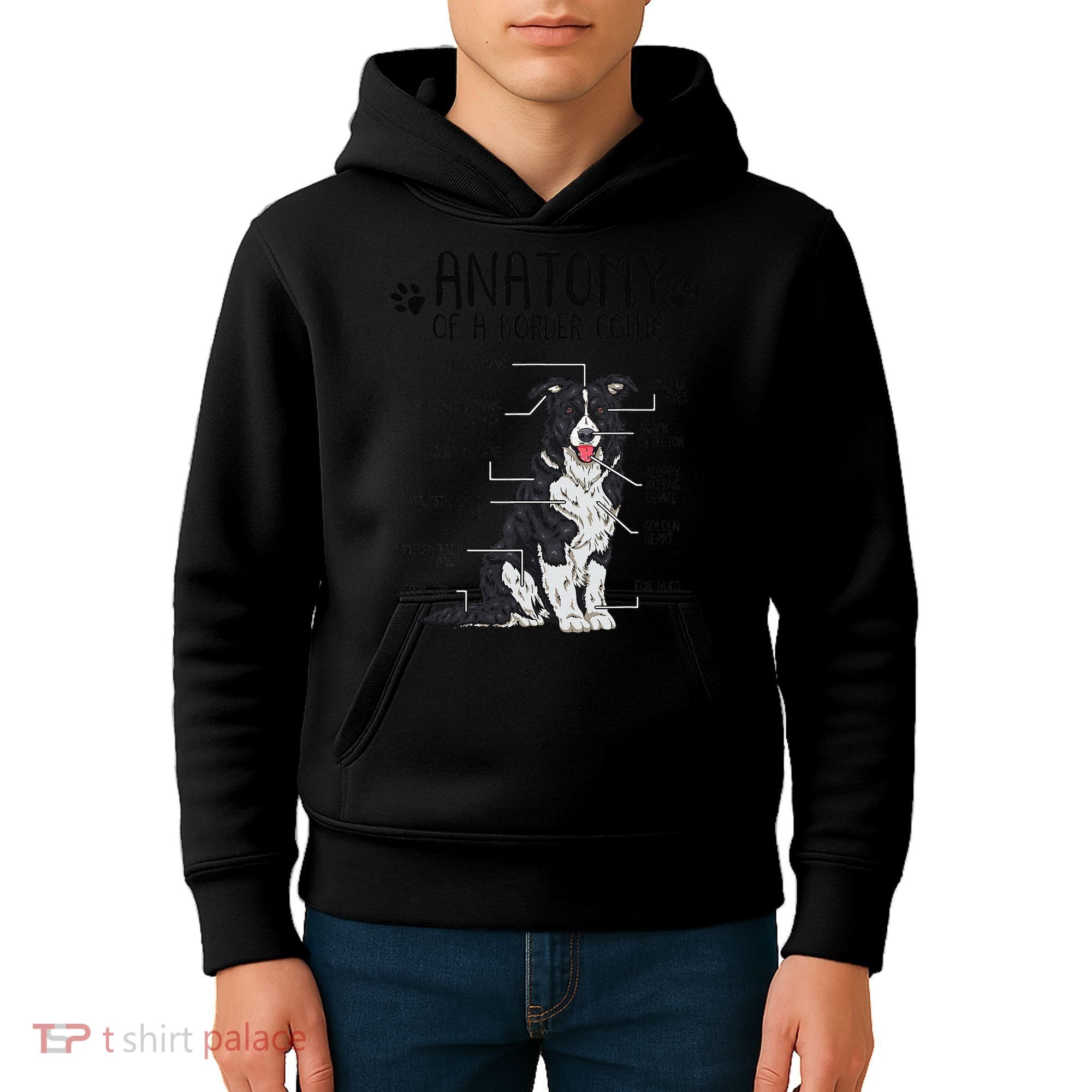 Funny Anatomy Border Collie Dog Lover Gift Kids Hoodie