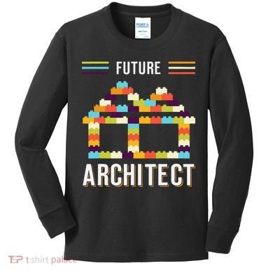 Future Architect Building Blocks Brick Gift for Cute  Kids Long Sleeve Shirt