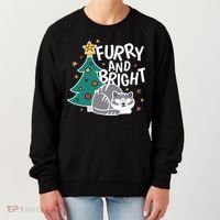 Furry And Bright Funny Cute Christmas Cat Women's Sweatshirt thumb 0