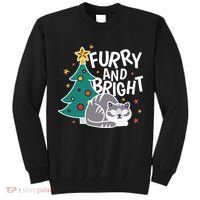 Furry And Bright Funny Cute Christmas Cat Tall Sweatshirt thumb 0