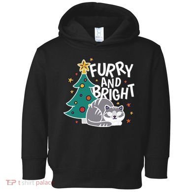 Furry And Bright Funny Cute Christmas Cat Toddler Hoodie
