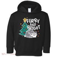 Furry And Bright Funny Cute Christmas Cat Toddler Hoodie thumb 0