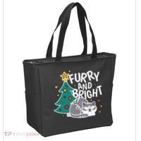 Furry And Bright Funny Cute Christmas Cat Tote Bag thumb 2