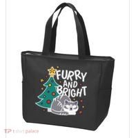 Furry And Bright Funny Cute Christmas Cat Tote Bag thumb 3