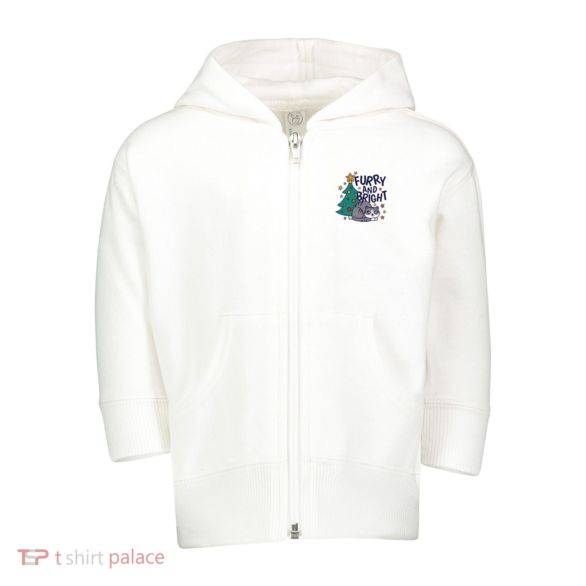 Furry And Bright Funny Cute Christmas Cat Toddler Zip Fleece Hoodie