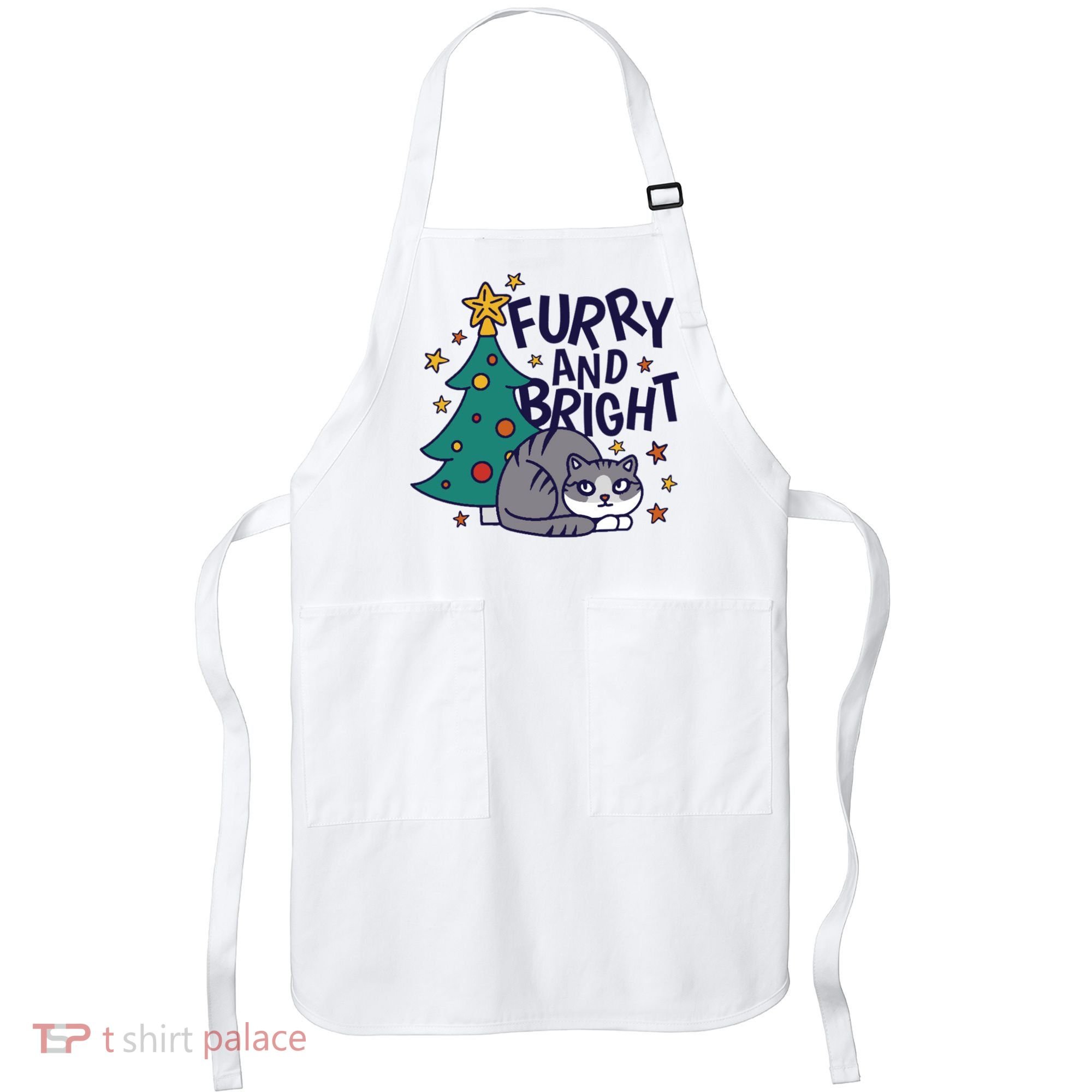 Furry And Bright Funny Cute Christmas Cat Apron