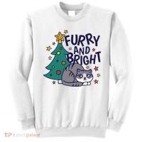 Furry And Bright Funny Cute Christmas Cat Sweatshirt thumb 0