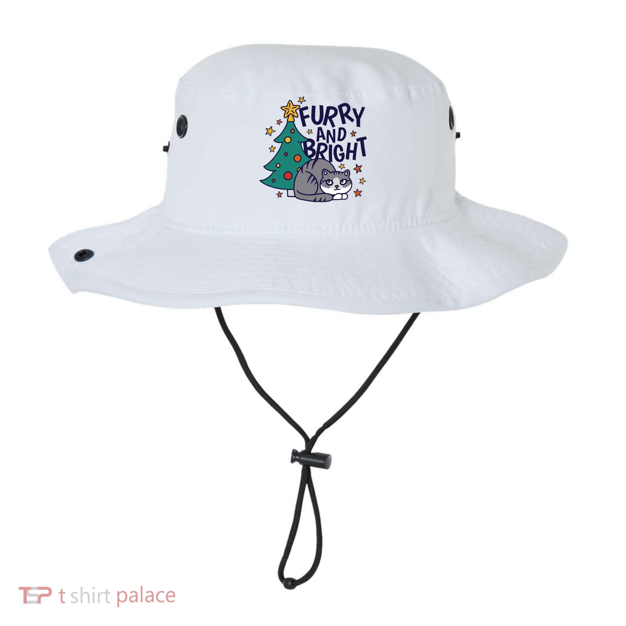 Furry And Bright Funny Cute Christmas Cat Bucket Hat