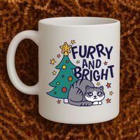 Furry And Bright Funny Cute Christmas Cat Coffee Mug thumb 2