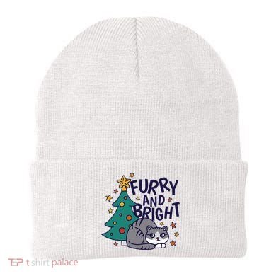 Furry And Bright Funny Cute Christmas Cat Beanie