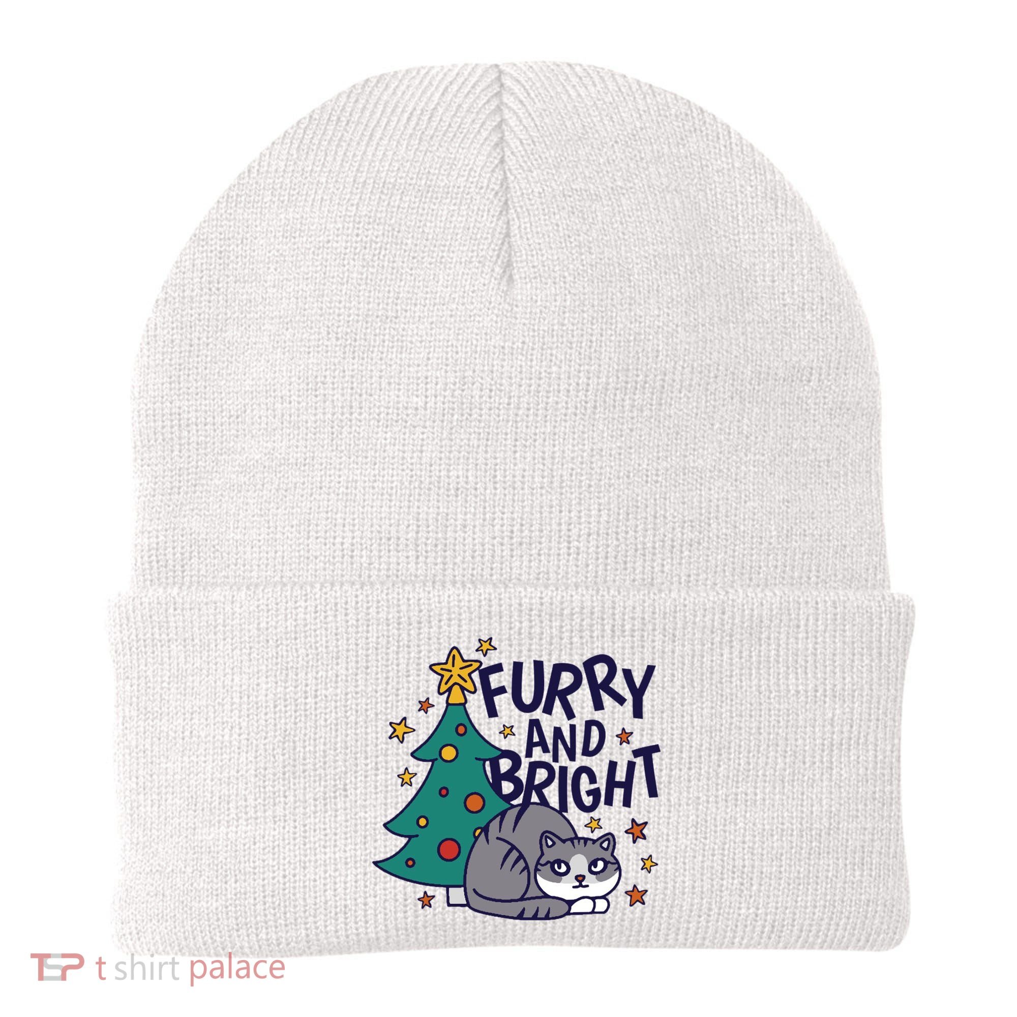 Furry And Bright Funny Cute Christmas Cat Beanie