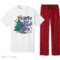 Furry And Bright Funny Cute Christmas Cat Pajama Set thumb 0