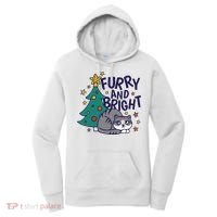 Furry And Bright Funny Cute Christmas Cat Women's Hoodie thumb 0