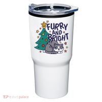 Furry And Bright Funny Cute Christmas Cat Tumbler thumb 0