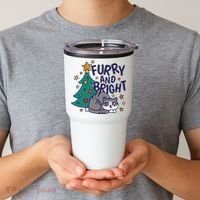 Furry And Bright Funny Cute Christmas Cat Tumbler thumb 2